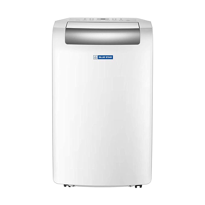 Blue Star 1 Ton Fixed Speed Portable AC (Copper, Anti Bacterial Silver Coating, Self Diagnosis, Comfort Sleep Modes-Auto/Cool/Fan/Dry, Auto Mode, Remote Control Operations, Gold Fins, PC12DB, White)