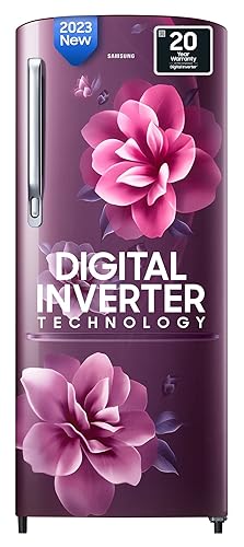 Samsung 183 L, 4 Star, Digital Inverter, Direct-Cool Single Door Refrigerator (RR20C1724CR/HL, Red, Camellia Purple, 2023 Model)