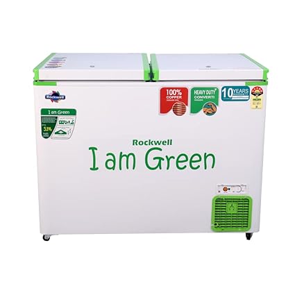 ROCKWELL 315 Ltr 5 Star Convertible GREEN Deep Freezer, Double Door- GFR350DDUC (10 yr Warranty on cooling coil,Upto 53% Power Saving,100% copper coil)