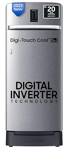 Review of Samsung 215 L 4 Star Digi-Touch Cool, Digital Inverter with Display Direct Cool Single Door Refrigerator (RR23C2F24S8/HL, Silver, Elegant Inox, Base Stand with Drawer, 2023 Model)