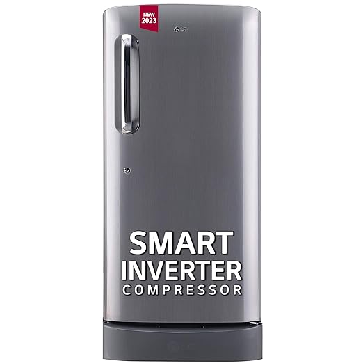 LG 185 L 5 Star Inverter Direct-Cool Single Door Refrigerator (2023 Model, GL-D201APZU, Shiny Steel, Base stand with drawer)