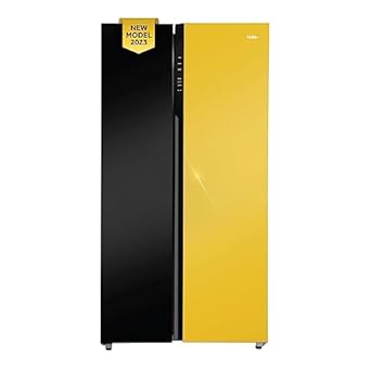 Haier 630 L Frost Free, Expert Inverter Technology Double Door Side By Side Refrigerators (2023 Model, HRS-682KYG-P, Black Yellow Glass,Convertible)