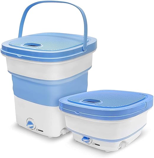 ROMINO Latest Mini Washing Machine Bucket | Semi Automatic Washer for Small Clothes,Baby Undergarments,Socks | Folding Mobile Washing Machine Portable Bucket Washer for Camping,Travel,Hostel (2KG)