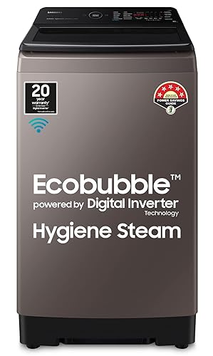 Samsung 10 Kg 5 Star Ecobubble Wi-Fi Inverter Fully Automatic Top Load Washing Machine (WA10BG4686BRTL, Rose Brown), Bubble Storm & Super Speed Technology