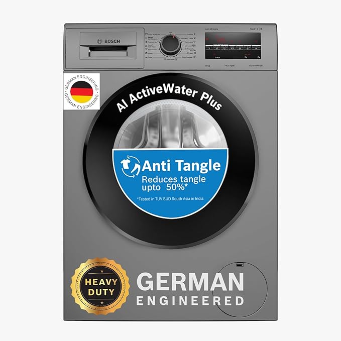 Bosch 8 kg 5 Star Fully-Automatic Front Loading Washing Machine (WAJ2846PIN, Titanium, AI active water plus, In-Built Heater)