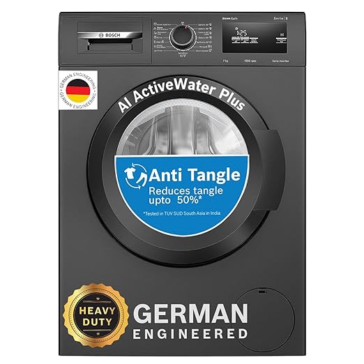 Bosch 7 kg 5 Star Fully-Automatic Front Loading Washing Machine (WAJ20069IN, Black grey, AI active water plus, In-Built Heater)