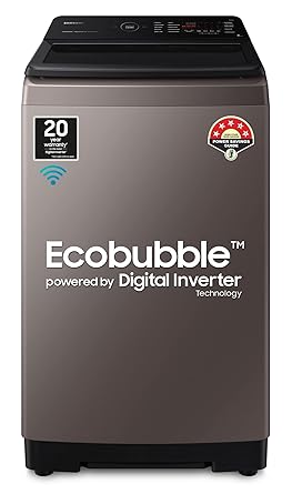 Samsung 8 Kg '5-star Ecobubble™ Wi-Fi Inverter Fully-Automatic Top Load Washing Machine Appliance (WA80BG4546BRTL, Rose Brown), Bubble Storm & Super Speed Technology