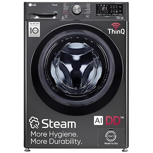 Review of LG 9 Kg (Wash) / 5 Kg (Dry) AI Direct Drive with Wi-Fi Fully Automatic Front-Loading Washer Dryer (FHD0905SWM, With Steam remove allergen, Middle Black)