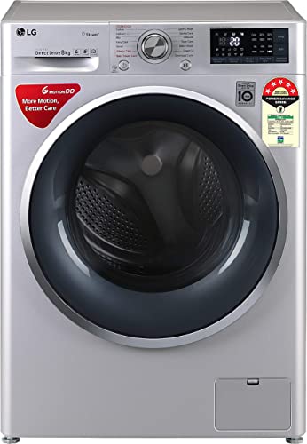 LG 8 kg 5 Star Inverter Wi-Fi Fully-Automatic Front Loading Washing Machine (FHT1408ZWL, Luxury Silver, Steam)