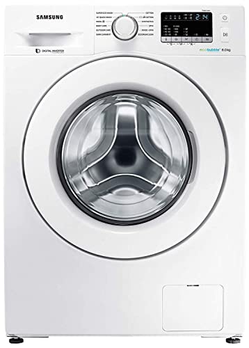 Samsung 8 kg Inverter Fully-Automatic Front Loading Washing Machine (WW80J4243MW/TL, White, Inbuilt Heater, Eco Bubble)