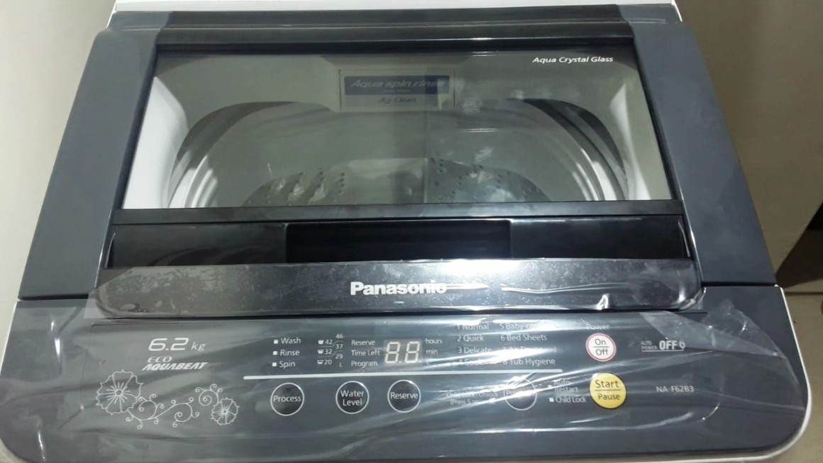 पैनासोनिक 6 कग 5 स्टार फुल्ली-आटोमेटिक टॉप लोडिंग वाशिंग मशीन (एनए-एफ60एलएफ1एचआरबी, ग्रे)