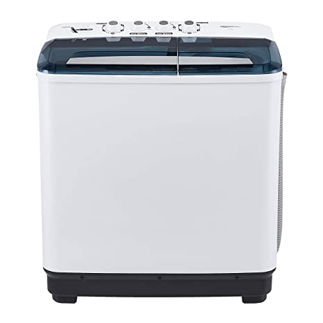 AmazonBasics 8 kg Semi-automatic Washing Machine (with Heavy wash function, White/Blue color)